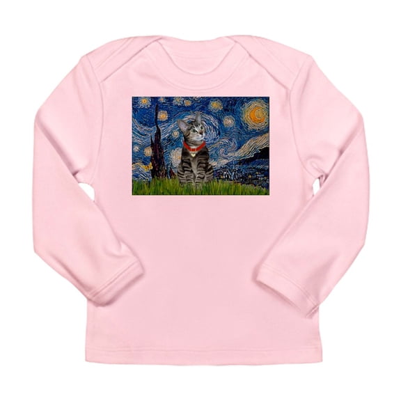 CafePress - Starry Night / Tiger Cat Long Sleeve Infant T Shir - Long Sleeve Infant T-Shirt