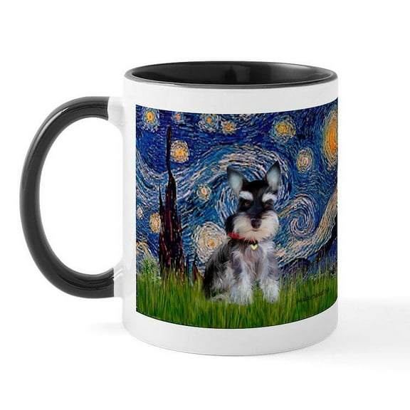 CafePress - Starry / Schnauzer Mug - 11 oz Ceramic Mug - Novelty Coffee Tea Cup