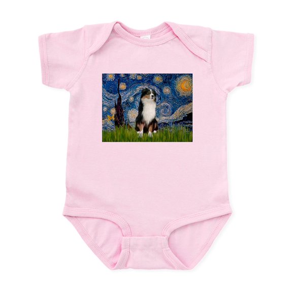 CafePress - Starry Tri Aussie Shep2 Infant Bodysuit - Baby Light Bodysuit, Size Newborn - 24 Months
