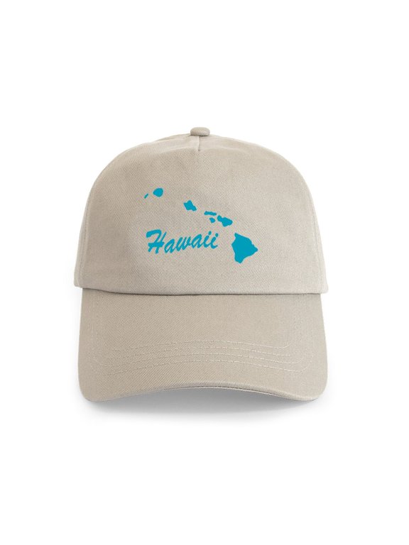 - State Hawaii Cap - Adjustable 100% Brushed Unisex Casual Cotton Baseball Cap, Beige, 1