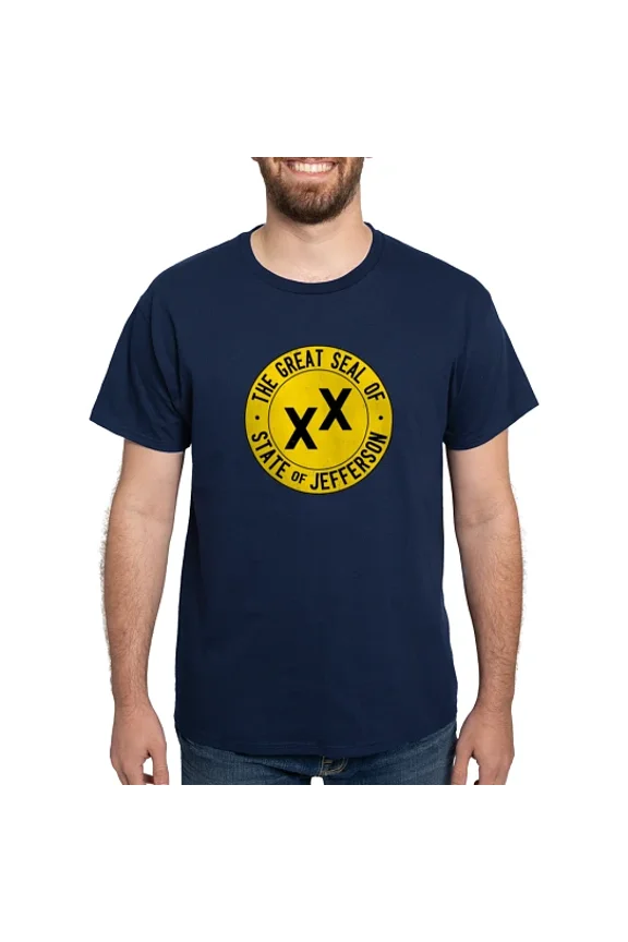 - State Of Jefferson Flag Dark T Shirt - Men's Classic Cotton T-Shirts
