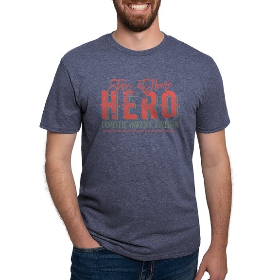 CafePress - Stay At Home Hero T Shirt - Mens Tri-blend T-Shirt