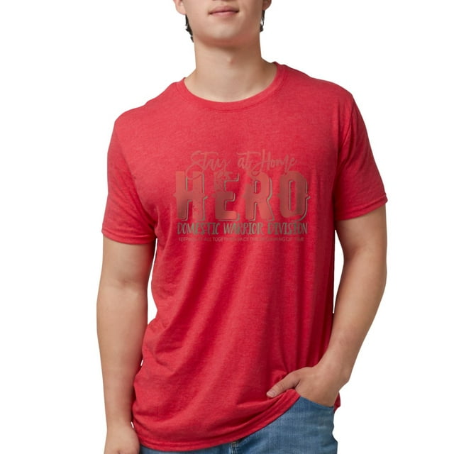 CafePress - Stay At Home Hero T Shirt - Mens Tri-blend T-Shirt