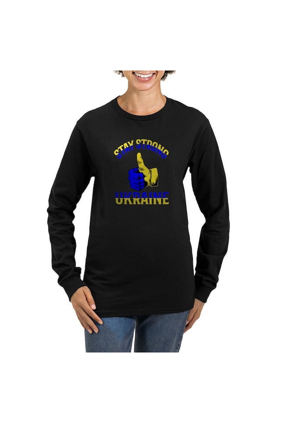 - Stay Strong Ukraine Support Uk Long Sleeve T Shirt - Women's Long Sleeve Graphic Tee Casual Fit