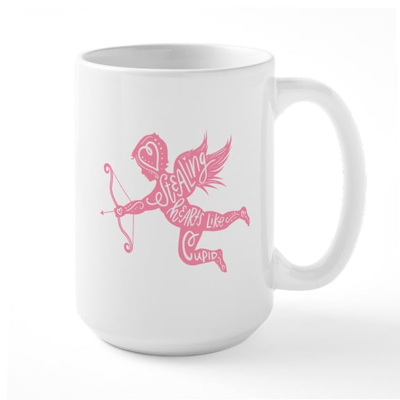 CafePress - Stealing Hearts Like Cupi - 15 oz Ceramic Large White Nolvety Mug