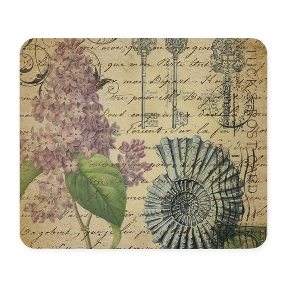 CafePress - Steampunk Skeleton Key Lilac Seashells Mousepad - Non-slip Rubber Mousepad, Gaming Mouse Pad