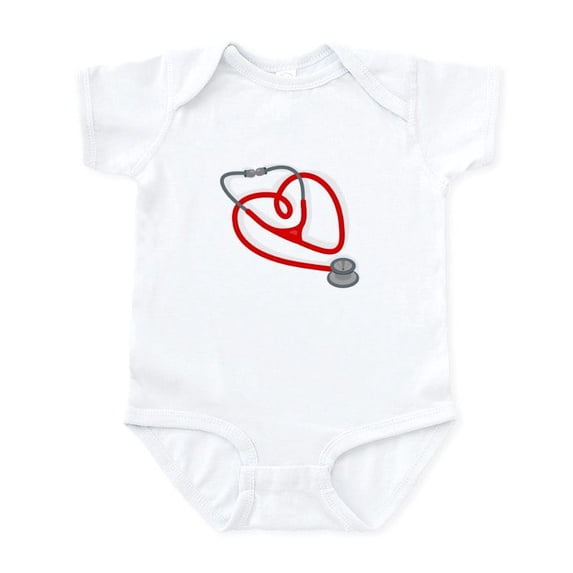 CafePress - Stethoscope Heart Body Suit - Baby Light Bodysuit, Size Newborn - 24 Months