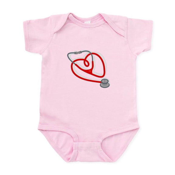 CafePress - Stethoscope Heart Body Suit - Baby Light Bodysuit, Size Newborn - 24 Months