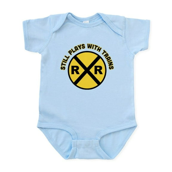 CafePress - Still Plays With Trains Baby Light Bodysuit - Baby Light Bodysuit, Size Newborn - 24 Months