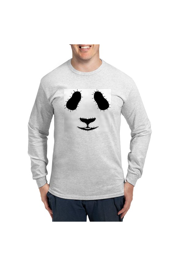 - Stitched Panda Face Long Sleeve T Shirt - Unisex Cotton Long Sleeve T-Shirt