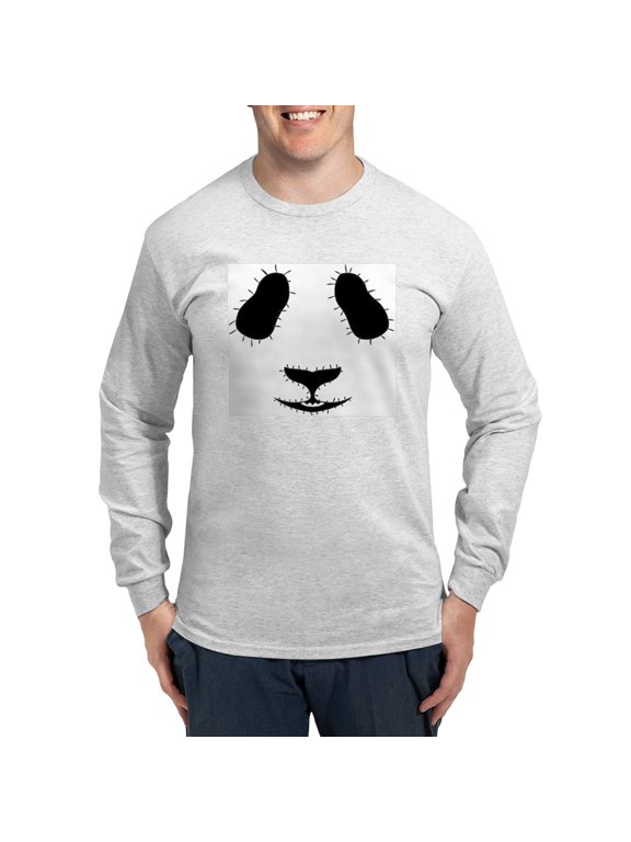 - Stitched Panda Face Long Sleeve T Shirt - Unisex Cotton Long Sleeve T-Shirt