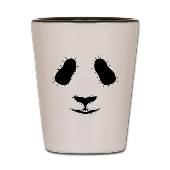 CafePress - Stitched Panda Face - White/Black Shot Glass, Unique and Funny Shot Glass