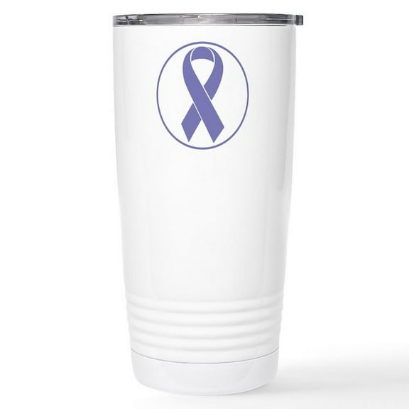 CafePress - Stomach Cancer Periwinkle Awareness Ribbon Mugs - Insulated Stainless Steel Travel Tumbler 20 oz.