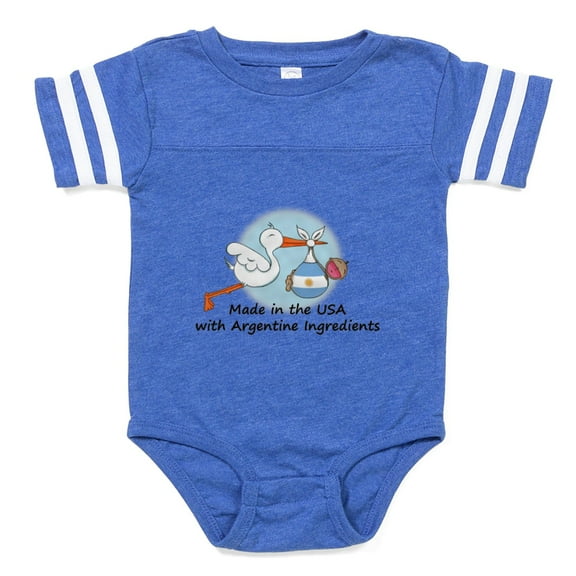 CafePress - Stork Baby Argent 2 - Cute Infant Baby Football Bodysuit