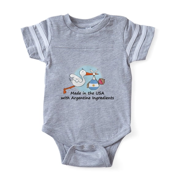 CafePress - Stork Baby Argent 2 - Cute Infant Baby Football Bodysuit