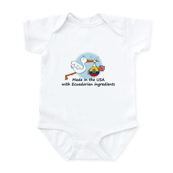 CafePress - Stork Baby Ecuador USA Infant Bodysuit - Baby Light Bodysuit, Size Newborn - 24 Months