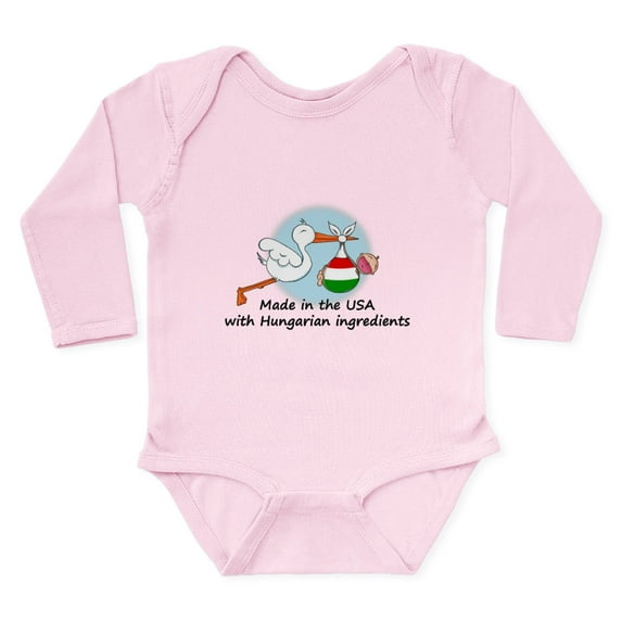 CafePress - Stork Baby Hungary USA Body Suit - Long Sleeve Cotton Baby Bodysuit
