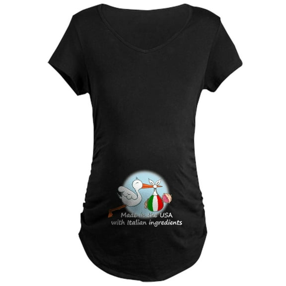 CafePress - Stork Baby Italy USA Maternity Dark T Shirt - Maternity Dark T-Shirt