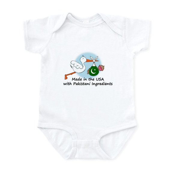 CafePress - Stork Baby Pakistan USA Infant Bodysuit - Baby Light Bodysuit, Size Newborn - 24 Months