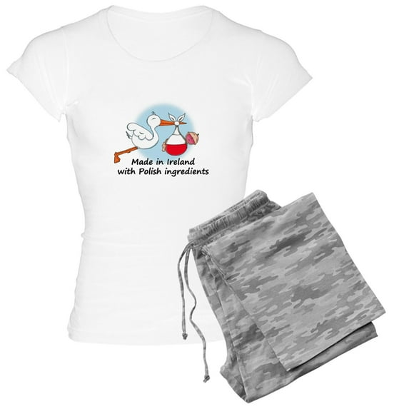 CafePress - Stork Baby Pl Ireland White - Women's Light Pajamas