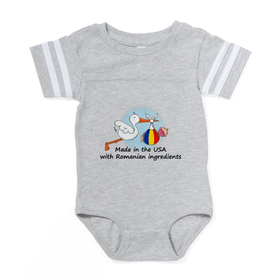 CafePress - Stork Baby Rom2 - Cute Infant Baby Football Bodysuit