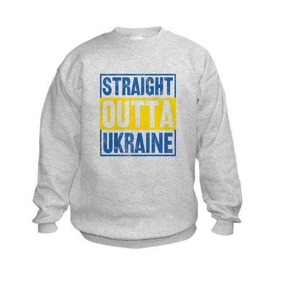 CafePress - Straight Outta Ukraine Support Ukrain Sweatshirt - Kids Sweatshirt, Youth Crew Neck Sweatshirt
