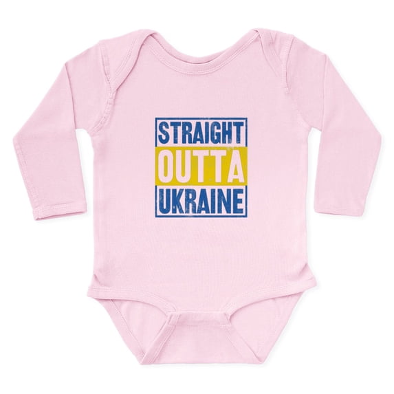 CafePress - Straight Outta Ukraine Support Ukraine Body Suit - Long Sleeve Cotton Baby Bodysuit