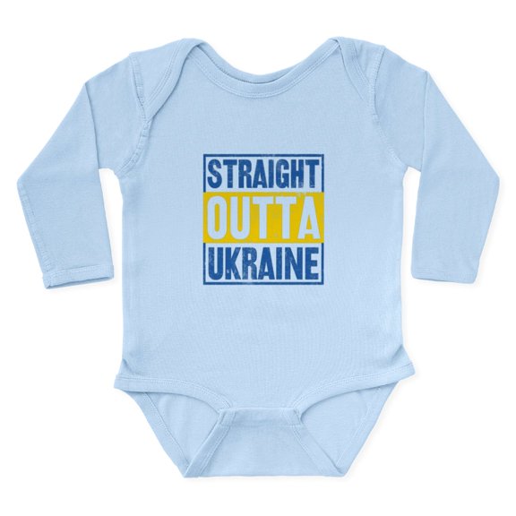 CafePress - Straight Outta Ukraine Support Ukraine Body Suit - Long Sleeve Cotton Baby Bodysuit