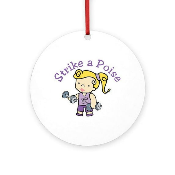 CafePress - Strike A Poise - Round Wood Ornament 4"