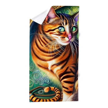 CafePress - Stylish Cat - Large Beach Towel, Soft 30"x60" Towel with Unique Design