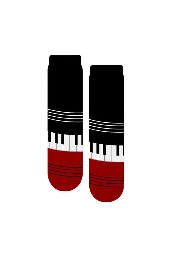 - Stylish Piano Keys And Musical Notes - Unisex Novelty Printed Crew Adult Socks
