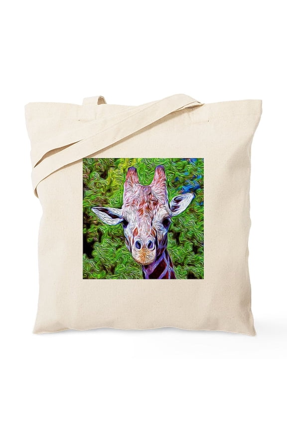 - Stylized Giraffe Tote Bag - Unisex Canvas Tote Bag, Beige, 1-Piece