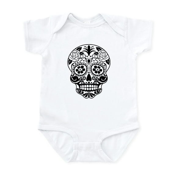 CafePress - Sugar Skull Black And White Body Suit - Baby Light Bodysuit, Size Newborn - 24 Months