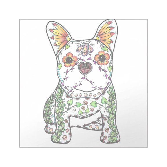CafePress - Sugar Skull Frenchie Sticker - Square Sticker 3" x 3"