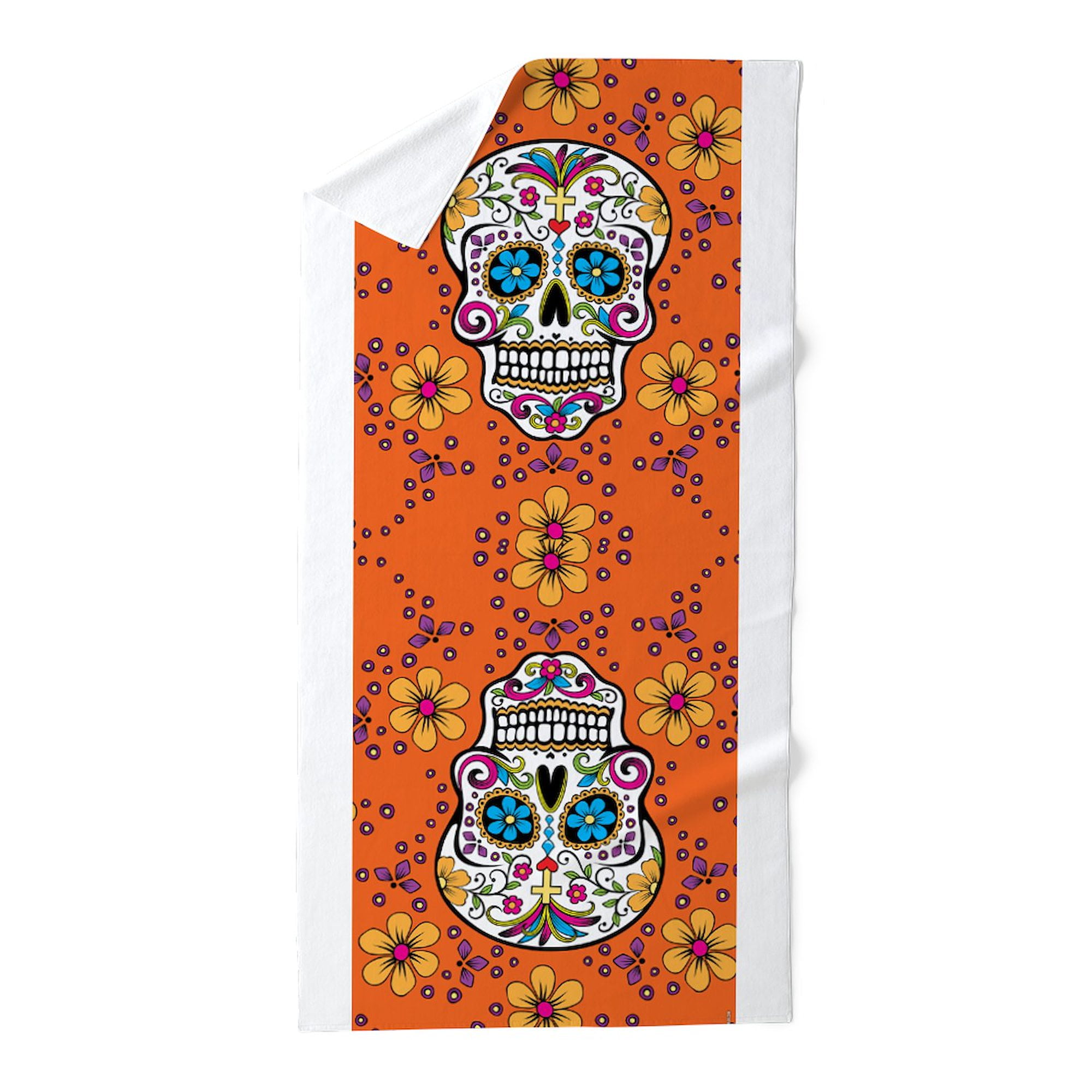 CafePress - Sugar Skull ORANGE - Large Beach Towel, Soft 30"x60" Towel with Unique Design