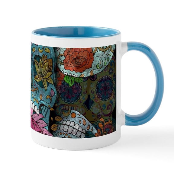CafePress - Sugar Skulls Design Mugs - 11 oz Ceramic Mug - Novelty Coffee Tea Cup
