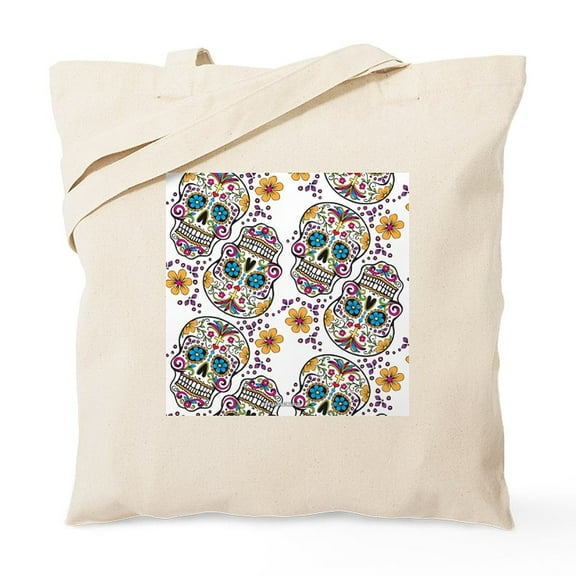 CafePress - Sugarskull Halloween White Tote Bag - Unisex Canvas Tote Bag, Beige, 1-Piece