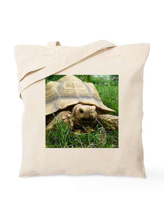 - Sulcata Tortoise Tote Bag - Unisex Canvas Tote Bag, Beige, 1-Piece