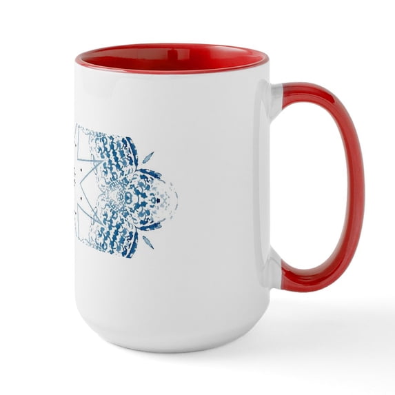 CafePress - Summer Beach Blue Coral Mugs - 15 oz Ceramic Large White Novelty Mug