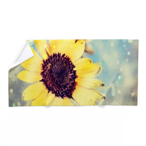 CafePress - Summer Botanical Watercolor Sunflower - Large Beach Towel, Soft 30"x60" Towel with Unique Design