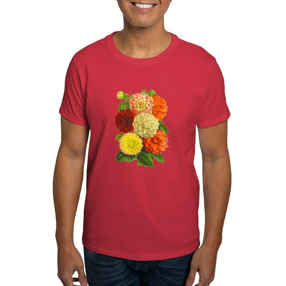 CafePress - Summer Dahlias Dark T Shirt - Men's Classic Graphic Cotton T-Shirt
