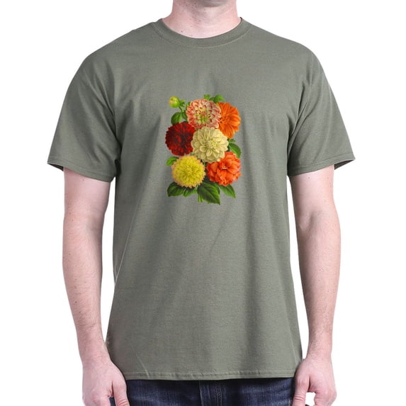 CafePress - Summer Dahlias Dark T Shirt - Men's Classic Graphic Cotton T-Shirt