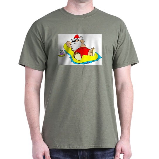 CafePress - Sunbathing Santa White T Shirt - Men's Classic Cotton T-Shirts