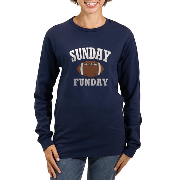 CafePress - Sunday Funday Long Sleeve T Shirt - Women's Long Sleeve Graphic Tee Casual Fit