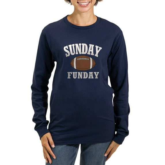 CafePress - Sunday Funday Long Sleeve T Shirt - Women's Long Sleeve Graphic Tee Casual Fit