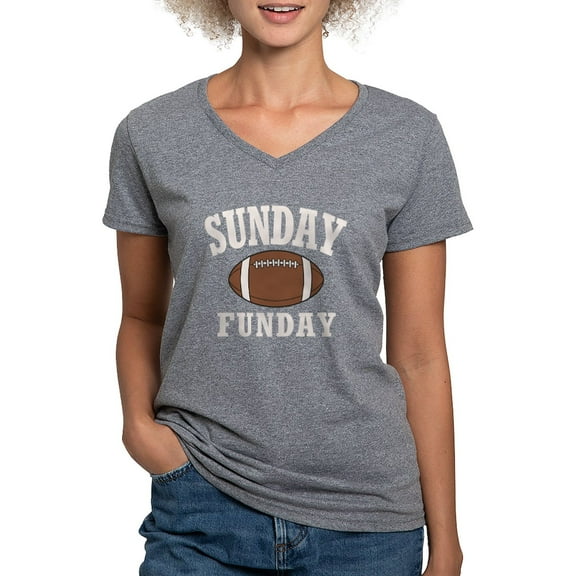 CafePress - Sunday Funday T Shirt - Women's V-Neck Dark T-Shirt