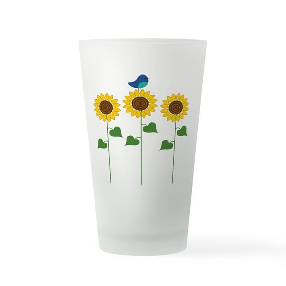 CafePress - Sunflower Garden Bird - Pint Glass, Drinking Glass, 16 oz. CafePress