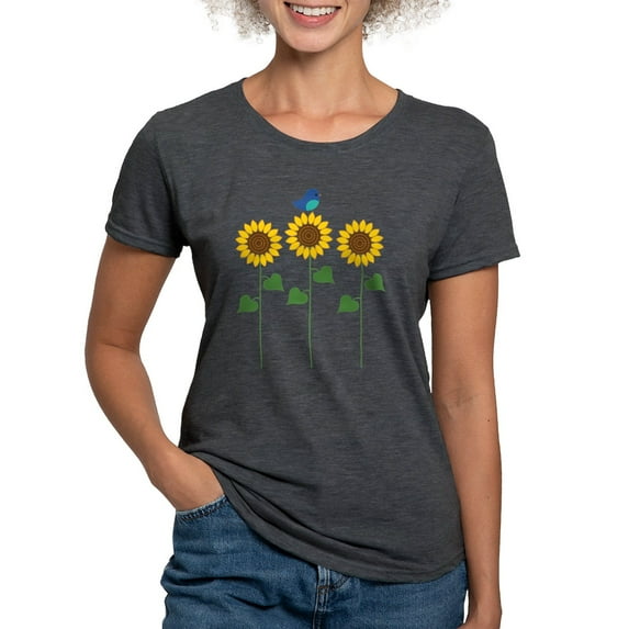 CafePress - Sunflower Garden Bird Women's Deluxe T Shirt - Womens Tri-blend T-Shirt
