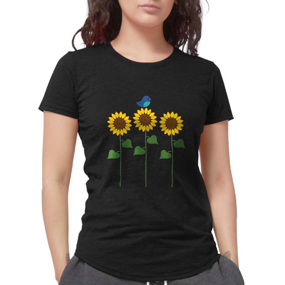 CafePress - Sunflower Garden Bird Women's Deluxe T Shirt - Womens Tri-blend T-Shirt