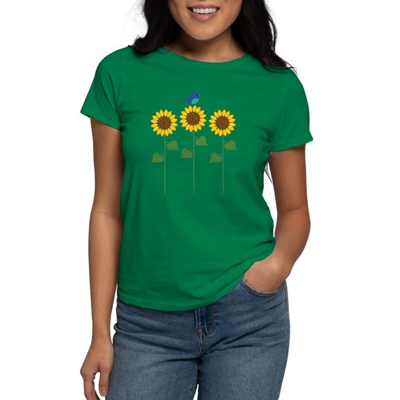 CafePress - Sunflower Garden Bird Women's Value T Shirt - Women's Traditional Fit Dark T-Shirt